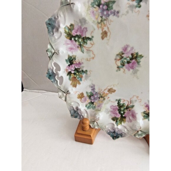 Antique MZ Austria Finger Hole Platter Collectible Hand Painted Platter 10 1/4" - Picture 3 of 16